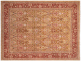 handmade Traditional Mujahid Green Rust Hand Knotted RECTANGLE 100% WOOL area rug 8x11