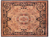 Antique Vegetable Dyed Angola Tan/Blue Wool Rug - 8'2'' x 9'11''