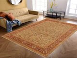handmade Traditional Antique Lt. Green Lt. Brown Hand Knotted RECTANGLE 100% WOOL area rug 9x12