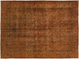 Antique Persian Patience Orange/Green Wool Rug - 7'8'' x 11'5''