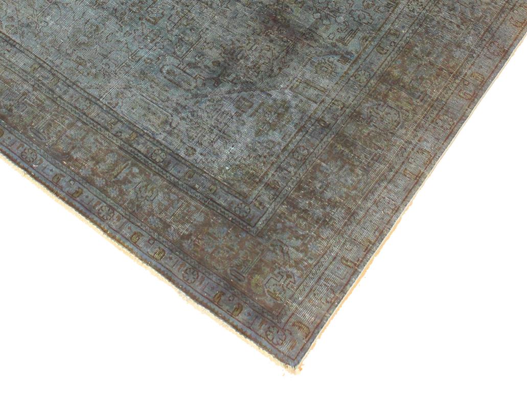 handmade Vintage Blue Brown Hand Knotted RECTANGLE 100% WOOL area rug 8x11