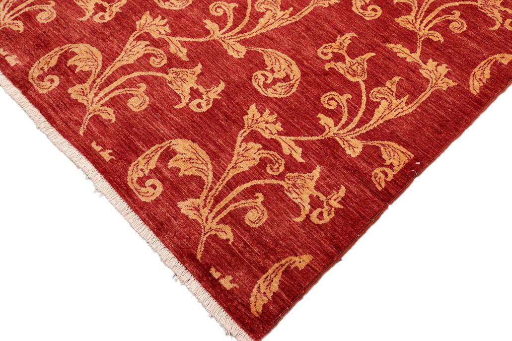 handmade Transitional Kafkaz Red Gold Hand Knotted RECTANGLE 100% WOOL area rug 6x9