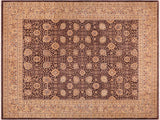 Turkish Knotted Istanbul Estell Aubergine/Tan Wool Rug - 8'6'' x 10'0''