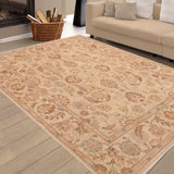 handmade Traditional Kafkaz Chobi Ziegler Tan Brown Hand Knotted RECTANGLE 100% WOOL area rug 8 x 10