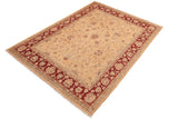 handmade Traditional Kafkaz Chobi Ziegler Beige Burgundy Hand Knotted RECTANGLE 100% WOOL area rug 8 x 10