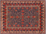 handmade Geometric Super Kazak Blue Red Hand Knotted RECTANGLE 100% WOOL area rug 7x8