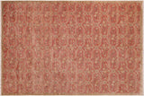 Oriental Ziegler Twana Pink Green Hand-Knotted Wool Rug - 6'2'' x 8'11''
