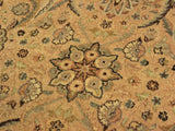 handmade Traditional Qaseem Bond Tan Green Hand Knotted RECTANGLE 100% WOOL area rug 10x14