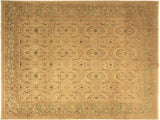 handmade Traditional Qaseem Bond Tan Green Hand Knotted RECTANGLE 100% WOOL area rug 10x14