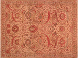 Turkish Knotted Istanbul Crista Tan/Red Wool Rug - 7'0'' x 10'2''