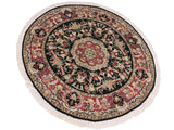 handmade Traditional Anarlaki Black Pink Hand Knotted ROUND 100% WOOL area rug 6x6