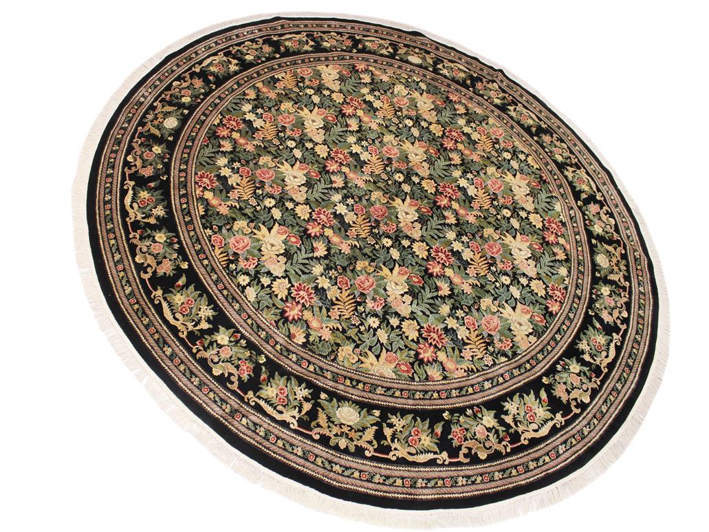 handmade Traditional David Black Red Hand Knotted ROUND 100% WOOL area rug 12x12