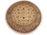 handmade Traditional Kashan Beige Tan Hand Knotted ROUND 100% WOOL area rug 10x10