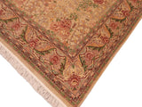 handmade Traditional Nayagra Beige Taupe Hand Knotted RECTANGLE 100% WOOL area rug 6x9