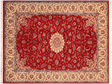 Kashan Pak Persian Latrina Red/Ivory Wool Rug - 6'2'' x 9'3''