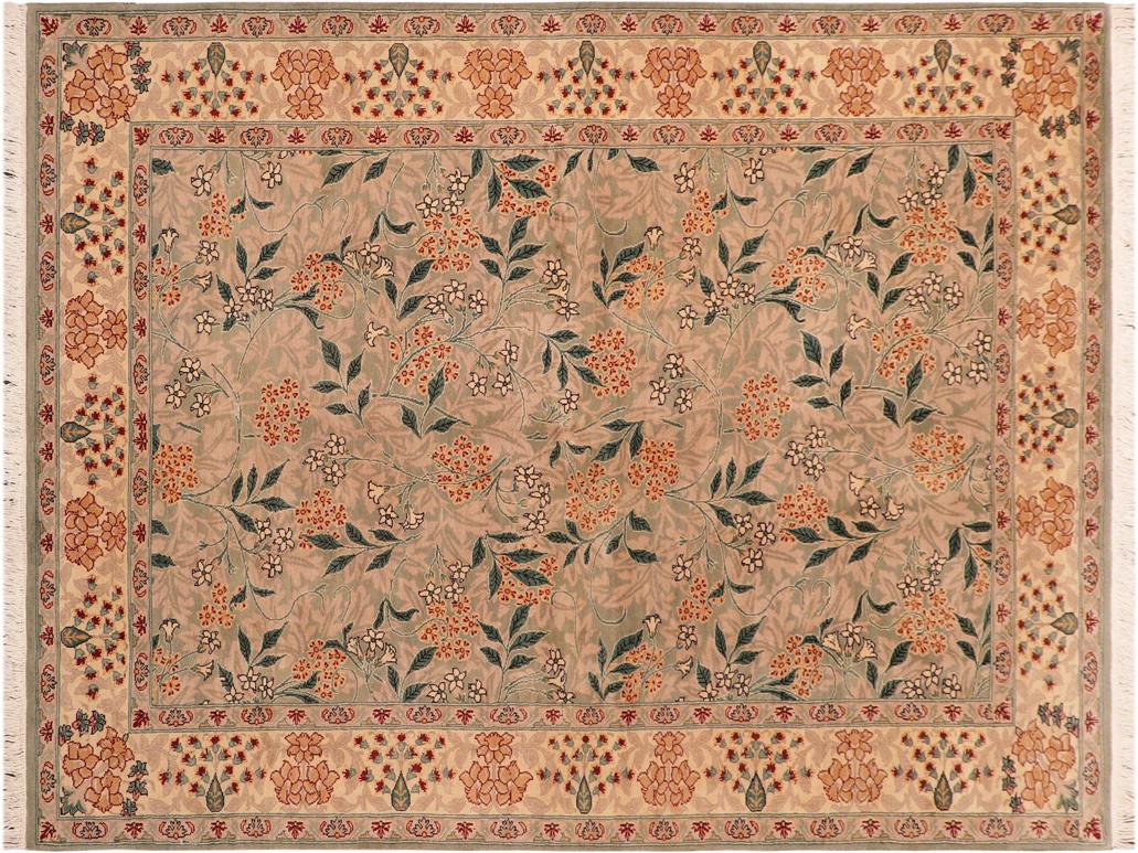 handmade Transitional Chambali Lt. Green Lt. Green Hand Knotted RECTANGLE 100% WOOL area rug 6x9