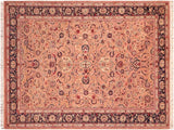 handmade Traditional Abasi Afsha Pink Blue Hand Knotted RECTANGLE 100% WOOL area rug 6x9