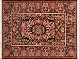Abusson Pak Persian Coreen Black/Pink Wool Rug - 6'2'' x 9'2''