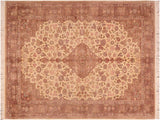 Kashan Pak Persian Ayanna Beige/Brown Wool Rug - 6'2'' x 9'3''