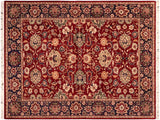 handmade Traditional Lahore Red Blue Hand Knotted RECTANGLE 100% WOOL area rug 6x9