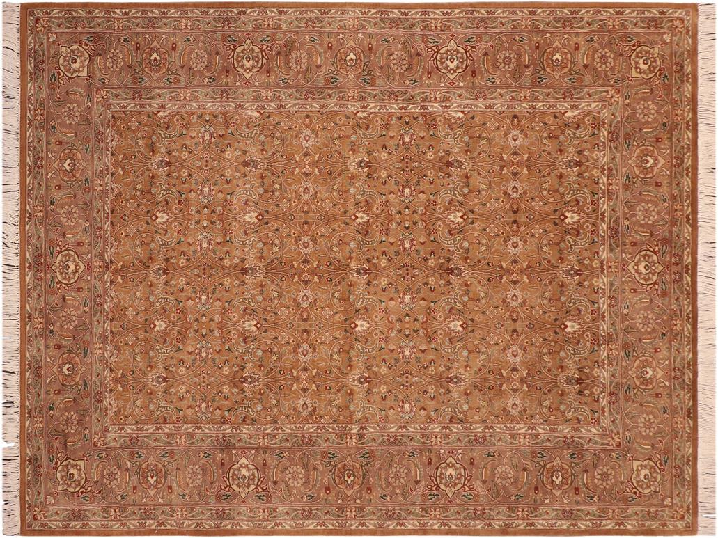 handmade Traditional  Gold Brown Hand Knotted RECTANGLE 100% WOOL area rug 6x9