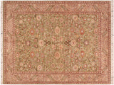 Kashan Pak Persian Quiana Green/Beige Wool Rug - 5'11'' x 9'3''