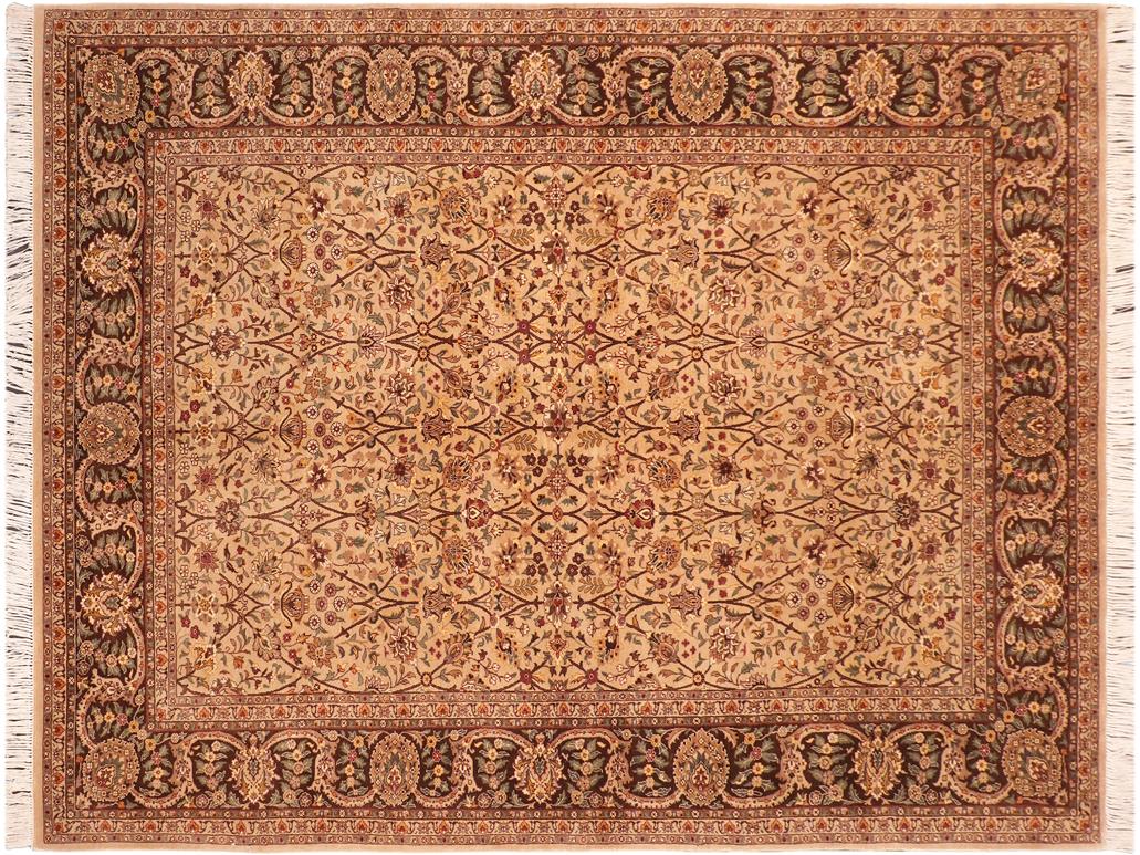 handmade Traditional Design Taupe Brown Hand Knotted RECTANGLE 100% WOOL area rug 6x10