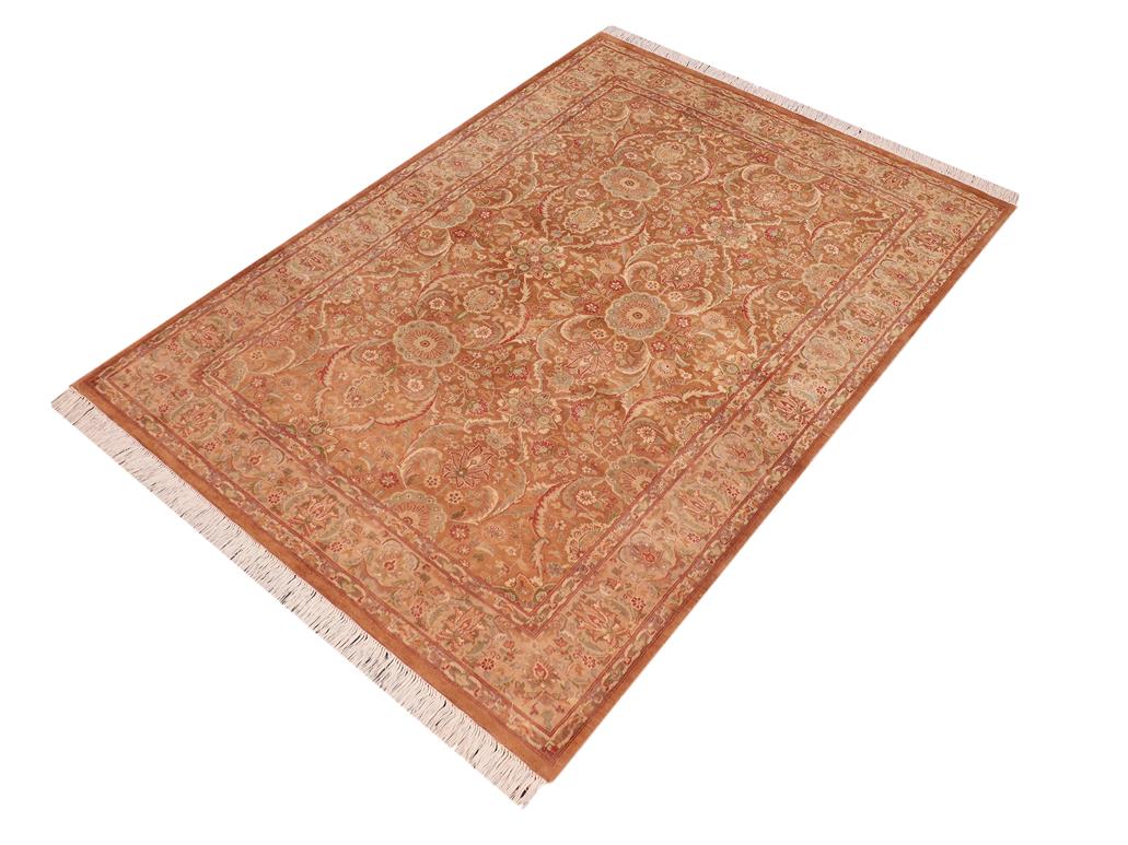 handmade Transitional Qaseem Bond Brown Beige Hand Knotted RECTANGLE 100% WOOL area rug 5x7