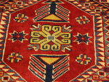 handmade Geometric Sherwan Gold Blue Hand Knotted RECTANGLE 100% WOOL area rug 5x6