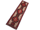 handmade Traditional Hamadan Red Blue Hand Knotted RUNNER 100% WOOL area rug 3x11
