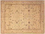 Antique Vegetable Dyed Tabriz Taupe/Blue Wool Rug - 9'1'' x 12'1''