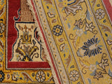 handmade Geometric Kargahi Red Gold Hand Knotted RECTANGLE 100% WOOL area rug 4x5