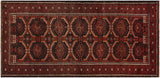 handmade Geometric Balouchi Black Rust Hand Knotted RECTANGLE 100% WOOL area rug 4x6