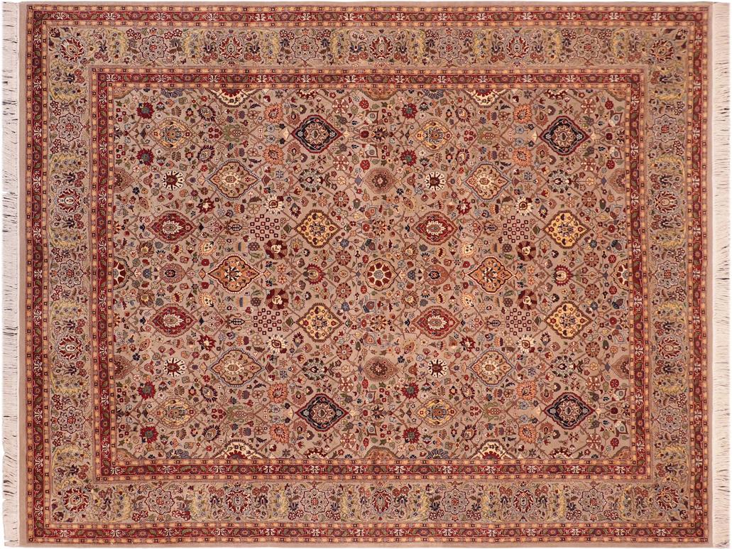 handmade Traditional Tabriz Gray Red Hand Knotted RECTANGLE 100% WOOL area rug 8x10