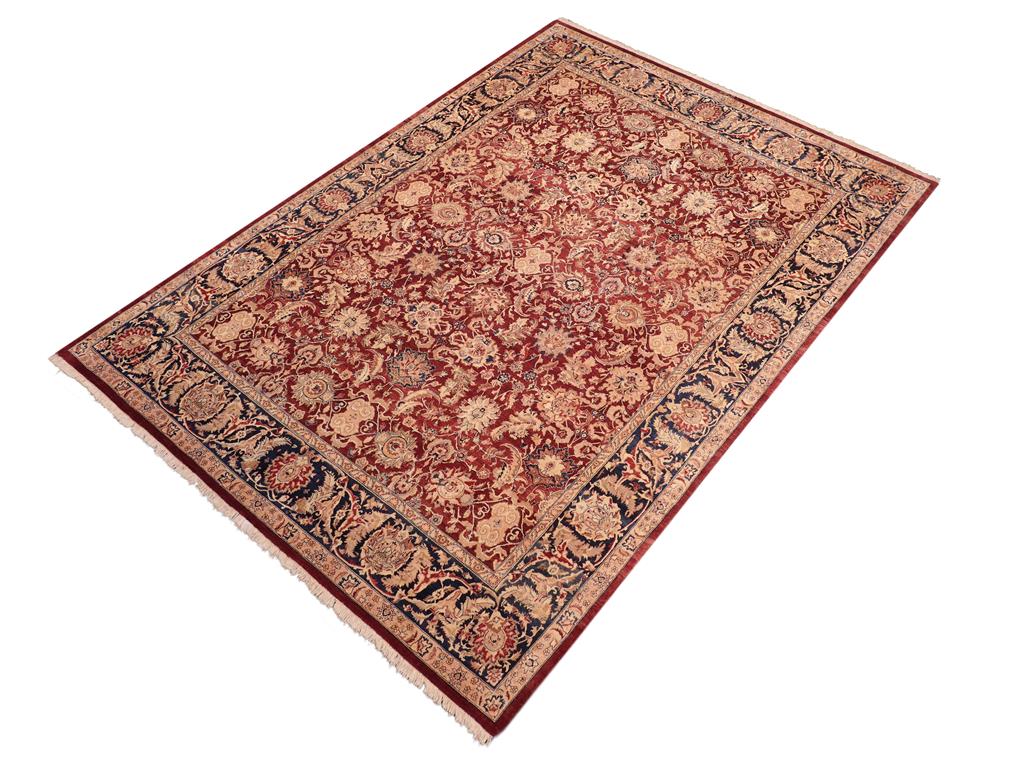 handmade Traditional Agra Drk. Red Blue Hand Knotted RECTANGLE 100% WOOL area rug 8x10