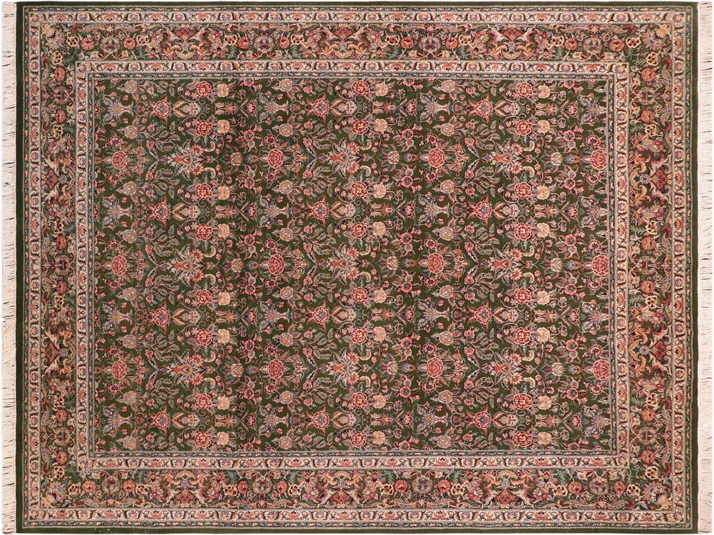 handmade Traditional Rachna Green Beige Hand Knotted RECTANGLE 100% WOOL area rug 8x10