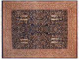 handmade Traditional Kashan Drk. Blue Dark Gold Hand Knotted RECTANGLE 100% WOOL area rug 8x10