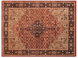 Turkish Knotted Bakshi Istanbul Dell Rust/Drk. Blue Wool Rug - 8'2'' x 10'7''