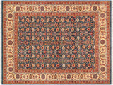 Turkish Knotted Istanbul Sherrell Blue/Beige Wool Rug - 8'3'' x 9'11''