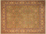 Turkish Knotted Istanbul Sari Green/Gold Wool Rug - 8'3'' x 10'4''