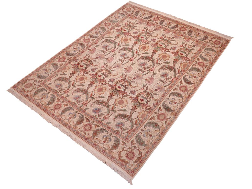handmade Traditional Azeem Beige Rust Hand Knotted RECTANGLE 100% WOOL area rug 8x10