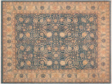 Turkish Knotted Istanbul Corliss Blue/Beige Wool Rug - 8'0'' x 9'10''