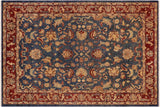 Oriental Ziegler Qiana Blue Red Hand-Knotted Wool Rug - 9'2'' x 12'0''