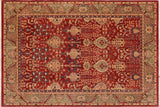 Boho Chic Ziegler Genie Red Olive Green Hand-Knotted Wool Rug - 8'11'' x 11'5''