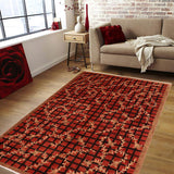 handmade Transitional Lahore Red Brown Hand Knotted RECTANGLE 100% WOOL area rug 6 x 9