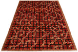 handmade Transitional Lahore Red Brown Hand Knotted RECTANGLE 100% WOOL area rug 6 x 9