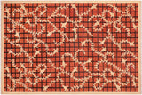 Oriental Ziegler Angle Orange Tan Hand-Knotted Wool Rug - 5'11'' x 8'8''
