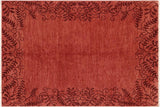 Handmade Kafakz Chobi Ziegler Modern Contemporary Red Red Hand Knotted Rectangel Hand Knotted 100% Vegetable Dyed wool area rug 6 x 8