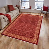 handmade Transitional  Red Tan Hand Knotted RECTANGLE 100% WOOL area rug 6 x 9