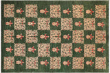 Oriental Ziegler Latia Green Tan Hand-Knotted Wool Rug - 6'1'' x 9'5''